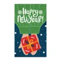 Festive New Year greeting card featuring a holiday gift illustration for celebration. - Style 6 (50 Sheets) / Red