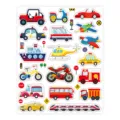 Colorful cartoon vehicle stickers for kids, educational car train plane stickers sheet. - Style 1 / 10 Pieces/Pack