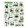 Cute green panda stickers sheet for DIY journaling, laptop decoration, and kids rewards. - Style 10 / 10 Sheets/Pack
