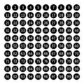 1-100 number dot stickers black round adhesive labels for storage classification and daily marking. - 10mm Diameter / Black Base White Font