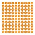 Orange round dot number stickers 1 to 100 adhesive labels for storage and classification use. - 10mm Diameter / Yellow Background White Text