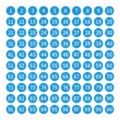 Blue round number dot stickers 1-100, adhesive labels for storage and classification. - 10mm Diameter / Blue Background White Text