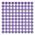 1-100 number stickers round purple adhesive labels for storage classification organization - 10mm Diameter / Purple Background White Text