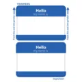 Custom self-adhesive name tag stickers printable name labels for school office use - Blue HELLO / 86x59mm