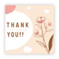 Tarjeta de agradecimiento cuadrada y minimalista con ilustración floral para envolver regalos. - Estilo 008