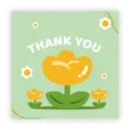 Tarjeta de agradecimiento cuadrada con ilustración de tulipán amarillo, tarjeta de regalo. - Estilo 011