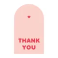 Pink arch thank you sticker for packaging sealing, minimalist cute decorative label design. - Style 64