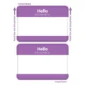 Printable purple name tag stickers, hello my name is sticker labels for school and office use. - Purple HELLO / 86x59mm
