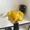 Gelbe niedliche Cartoon Elefant Form Handtasche, stilvolle PU Leder Umhängetasche Damen. - Gelb