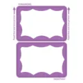 Lila geschwungene Klebeetiketten Aufkleber Vorlage, druckbar für Tintenstrahl- und Laserdrucker. - Violetter Rahmen / 86x59mm