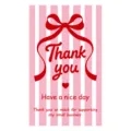 Pink and white striped thank you sealing sticker for packaging, decorative adhesive label roll. - Style 079