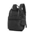 Sac à dos décontracté noir avec poche à carreaux et mini-pochette, élégant sac de voyage. - Noir