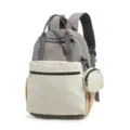 Sac à dos décontracté pour femme en bloc de couleurs gris et beige pour voyage et école. - Gris et Blanc