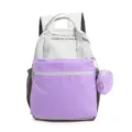 Grand sac a dos de voyage leger pour femme en variante de couleur gris et violet. - Gris Clair et Violet