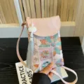 Schicke chinesische bestickte Mini Umhängetasche Handytasche mit eleganter Quaste in Rosa. - Rosa