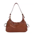 Vintage bruine schoudertas voor dames, casual zachte PU leren hobo tas met meerdere vakken. - Eén maat / Bruin