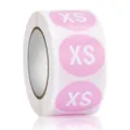 Round pink XS size clothing stickers roll self-adhesive garment label tags for retail shop - XS / Pink