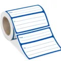 Roll of self-adhesive blue and white mailing address labels with blank writing lines. - 100 Pieces/Roll (10x7.6cm) / Blue