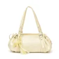 Sac à épaule baguette élégant pour femme grand capacité cabas fourre-tout en cuir crème. - Avec Pendentif / Blanc Cassé