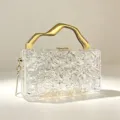 Borsa pochette da sera trasparente in acrilico con manico dorato e catena per donna moda - Stile 1 / Trasparente
