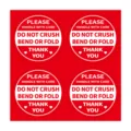 Red fragile warning stickers handle with care do not crush bend or fold shipping labels 4pcs - Round / 100 Stickers/Pack