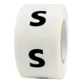 Runde Kleidergroesse Aufkleber Rolle mit Buchstabe S, ideal fuer Textilsortierung im Handel. - S / Schwarz Weiß