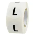 Runde Kleidungsgrößen-Aufkleber Rolle mit schwarzem Buchstaben L für Bekleidung und Schuhe. - L / Schwarz Weiß