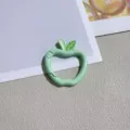 Light green apple shaped spring snap hook keychain DIY jewelry accessory detail view - Apple with Spring Clasp / Mint Green
