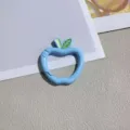 Cute apple shaped spring ring keychain pendant colorful DIY handmade jewelry accessory detail. - Apple with Spring Clasp / Blue