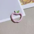Pink apple spring ring keychain detail, cute metal baking-paint DIY jewelry hanging accessory. - Apple with Spring Clasp / Pink