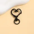 Black heart-shaped lobster clasp swivel snap hook keychain DIY jewelry making accessories. - Black