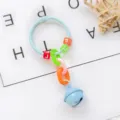 Creative colorful chain keychain pendant with bell and letter beads for DIY bags and keys. - Light Blue