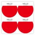 Round name stickers, red color, customizable writable badges for school activities 4pcs - Red