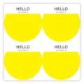 Large round yellow name sticker sheet, writable blank school activity badge labels. - Yellow