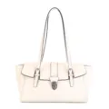 Retro soft leather shoulder bag for women, chic underarm tote with adjustable strap. - White