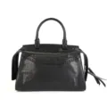 Retro distressed genuine cowhide woven handbag, large capacity leather shoulder commuting bag. - Black