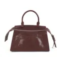 Dark brown vintage genuine leather woven handbag, retro distressed top handle bag variant. - Chocolate