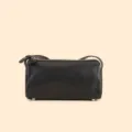 Black genuine leather barrel bag, mini crossbody pillow bag for women, chic commuter style. - Black
