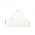 Minimalist white cowhide leather boston bag, stylish mini handbag for women commute daily use. - White