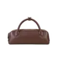 Brown top-layer cowhide Boston bag, stylish minimalist chic daily commuter handbag option. - Coffee