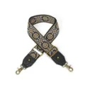 Ethnic style embroidered replacement bag strap with adjustable bronze hardware and leather ends. - Wild Rose