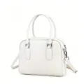 White Boston bag casual shoulder crossbody bag classic style pillow handbag for daily commute. - White
