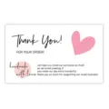 Pink heart thank you card, greeting cards for gift packaging and business orders. - Style 16 / 50 Sheets/Pack