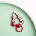 Kerstboom veer snap haak legering handgemaakte druppel olie sleutelhanger tas hanger - Hoogwaardig handgeschilderd emaille rood