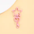 Roze stervormige metalen karabijnhaak sleutelhanger DIY legering draaihaak voor tassen - Roze draaibare stersluiting & 14 mm kreeftsluiting