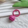 Pink metal bell pendant close up, cute keychain accessory with spring ring DIY charm details. - Rose Red Spring Clasp & 22mm Bell