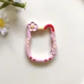 Carino gatto lega molla gancio portachiavi DIY bagagli accessori fiore ciondolo. - Rosa