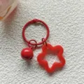 Rode acryl holle pentagram ster bel ronde sleutelhanger tas hangeraccessoire leuk - Rood