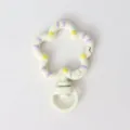 Cute floral spring snap hook keyring DIY charm accessory with painted details and metal ring. - Beige