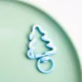 Detail view of the Christmas tree alloy spring snap hook charm for DIY jewelry and keychains. - High-Quality Hand-Painted Enamel - Blue